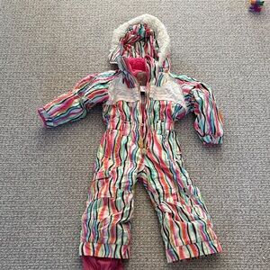 Obermeyer Toddler Girls Snowsuit Winter Suit Ski Jacket Pants pink White 4